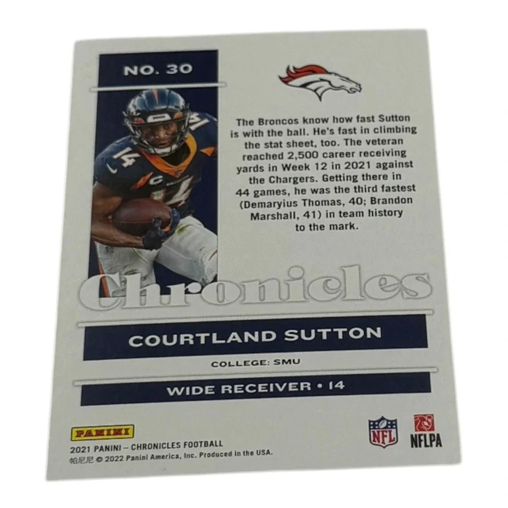 2021 Panini Chronicles Football Courtland Sutton #30 Denver Broncos Card